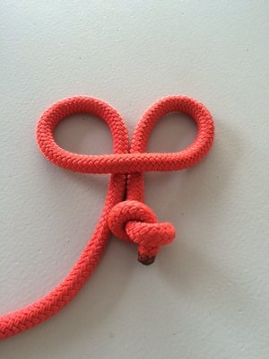 Tie a stop-knot in the end of the rope. Form opposite loops near the stop knot.